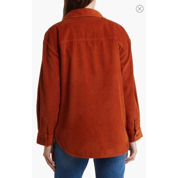 Kensie Cotton Corduroy Shacket Jacket in Gingerbisc - Picture 2 of 9